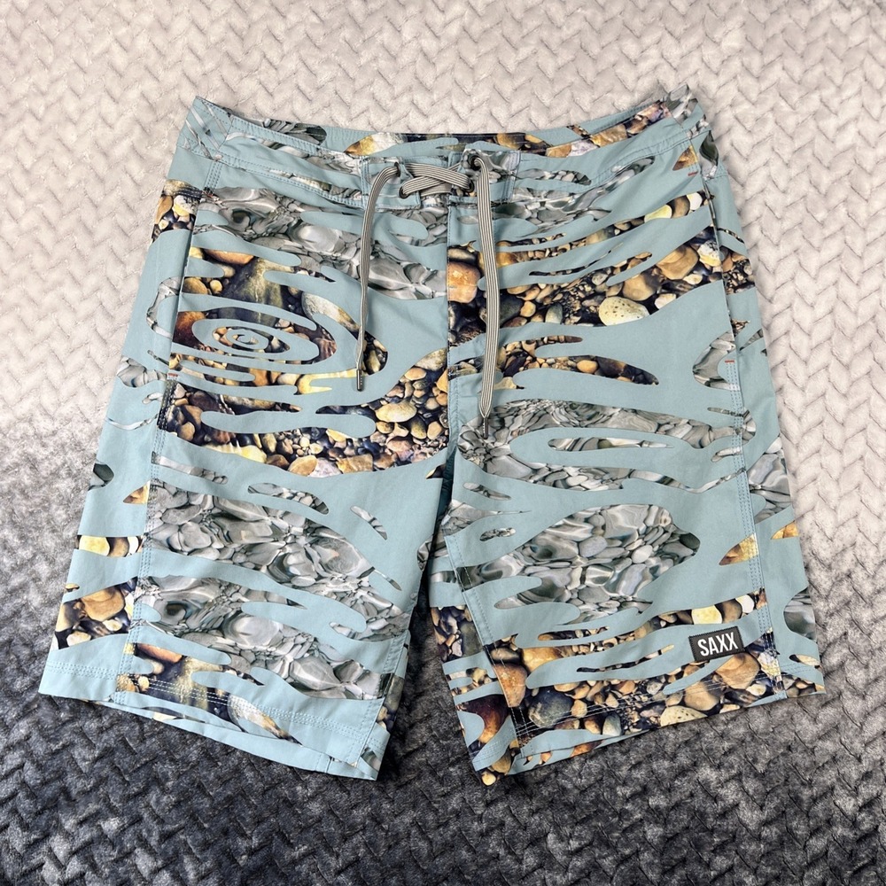 SAXX Betawave 19" 2N1 Board Shorts Trunks Men's Blue Size 32 Pockets Liner